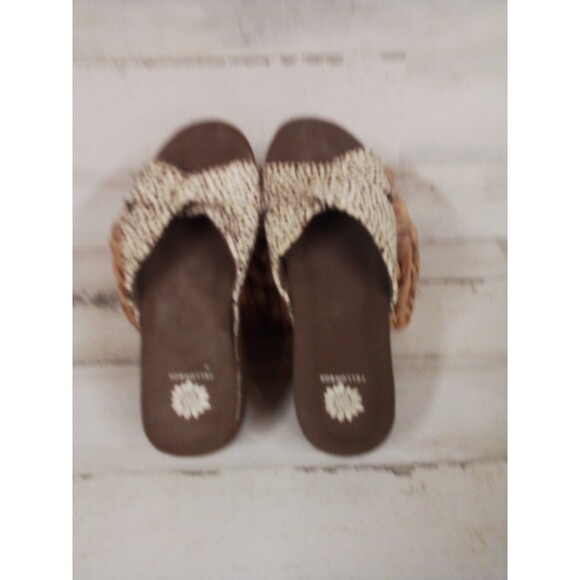 Women's Yellow Box Sandal Real Cow Hair / Cowhide Print Size‎ 7 Slip-on - Picture 5 of 11